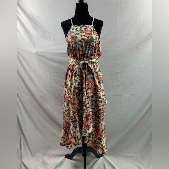 Floral Print Belted Wrap Hem Cami Dress - Picture 7 of 8